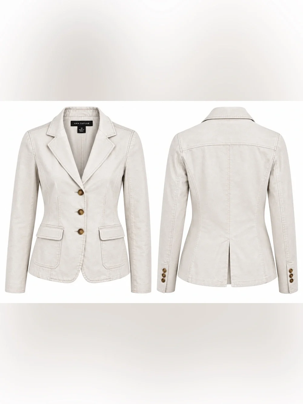 Ann Taylor Women's Tailored Button Front Denim Blazer Jacket